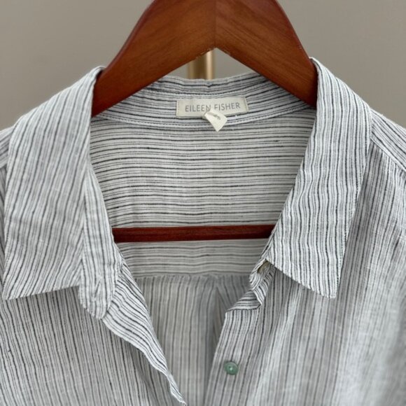 Eileen Fisher Striped Linen Button Down Shirt – Size Small - Picture 10 of 10